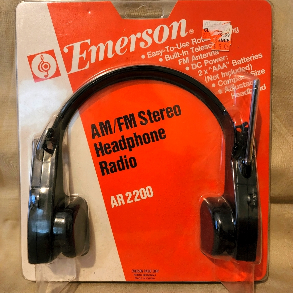 Vintage Emerson Model AR-2200 AM/FM Radio Stereo HeadPhones Headset